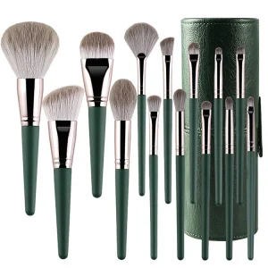 14pcs Green Makeup Brush With Bag Set High Quality Beauty Care Makeup Tools Makeup Brushes Set