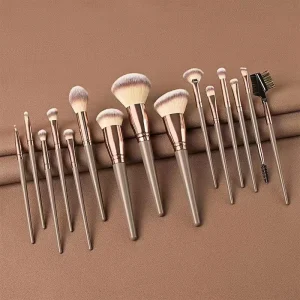 15 Piece Synthetic Fibre Makeup Brush Set with Plastic Handles Eye Lip Brushes Eye Shadow Powder Paint Beauty Tools