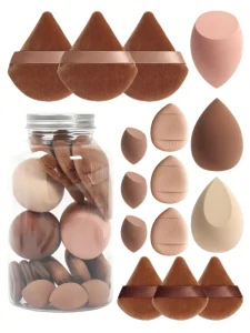 15 Pieces Makeup Sponge and Cosmetic Puff Set with Plastic Bottle Custom Logo Soft Beauty Makeup Tools for Cosmetics Application