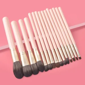 15 Pink Professional Makeup Brush Set Eyeshadow Brush Foundation Brush
