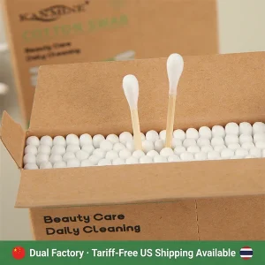 15 Years Experience Manufacturer 100pcs Cotton Swab Bamboo Stick Cotton Bud with Kraft Paper Box