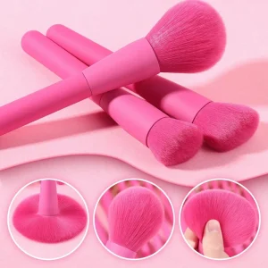 15PCS Makeup Brush Kit Rose Pink Cosmetic Brushes Set Matte Foundation Powder Highlighter Eyebrow Makeup Tools