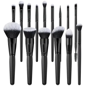 15pcs Full Set Loose Powder Brush Eye Shadow Blush Makeup Brush Set Multifunctional Beauty Tool for Face Black Color