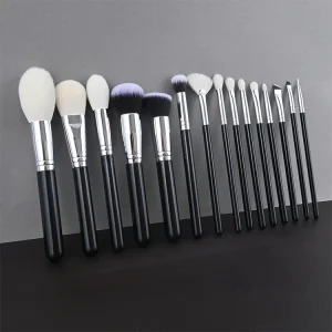 15pcs New Black Luxury Makeup Brush Set Wood Handle Professional Grade for Face Eyebrow Pencil Mascara Shaving Brush