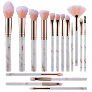 15pcs Portable Synthetic Makeup Brush Set Fan Brush Face Foundation Powder Concealer Eye Shadows Makeup Tools