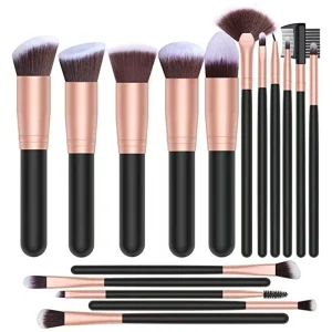 16-Piece Professional Makeup Brush Set Synthetic Fibre Wood Handles Includes Eyeshadow Loose Powder Brushes