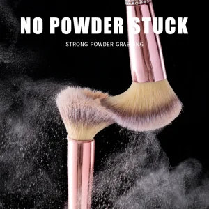 16PCS Rose Gold Rhinestone Goat Hair Professional Makeup Brush Set with Wood Handle and Custom Logo