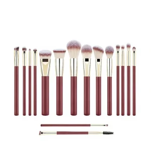 16pcs Luxury Pink Professional Face Makeup Brush Set Custom Wooden Branding Complete Artist Synthetic Hair Private