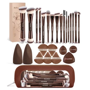 16pcs Makeup Brush 10pcs Powder Puff Makeup Bag Foundation Loose Powder Eyeshadow Facial Makeup Brush Set