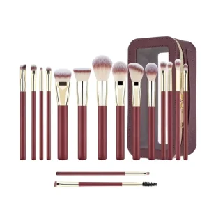 16pcs Makeup Brush Synthetic Hair Professional Logo Red Makeup Cosmetics Brushes Set With Bag