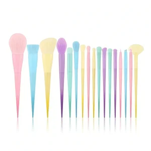 17 Piece Macaron Color Professional Makeup Brush Set Including Gradient Concealer and Facial Lip Makeup Brushes