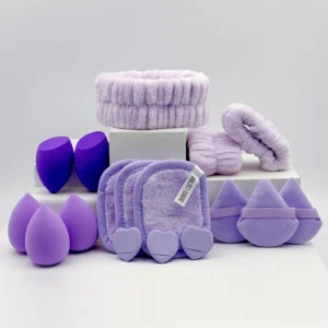 17pcs Makeup Sponge Foundation Applicator Sponges with Headband Wrist Band Set Makeup Remover Pad for Cosmetics