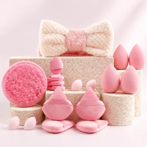 18 Pieces Multi Color Styling Bulk Custom Logo Triangle Powder Puff Set With Waterdrop Makeup Sponge for Women Daily Use