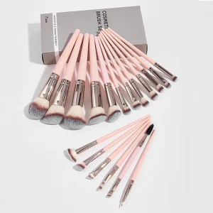 18pcs Professional Pink Makeup Brushes Soft Synthetic Hair Aluminum Tube Plastic Handle Full Face Makeup Brush Set with Box
