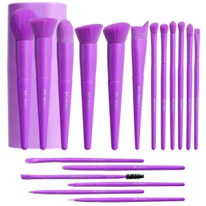 18pcs Professional Purple Makeup Brush Set with Holder Vegan Synthetic Face Makeup Brush Set Manufacturer