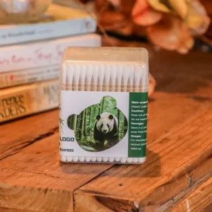 195Pcs Organic Cotton Buds Customized Bamboo Sticks Multi-Purpose 7.5cm Cotton Swabs for Home Travel