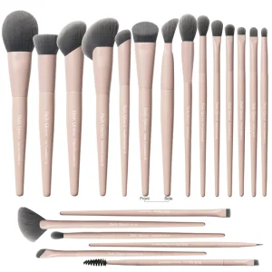 19pcs Pink Super Soft Hair Professional Powder Foundation Eyeshadow Makeup Brush Set