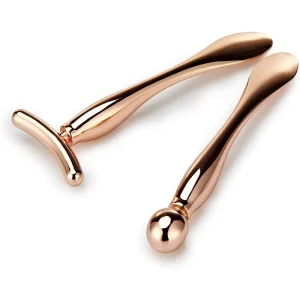 2 Pcs Face and Eye Massager Set Facial Firming Eliminate Eye Bags Metal Massage Wand Eye Cream Applicator Women Skin Care Tools