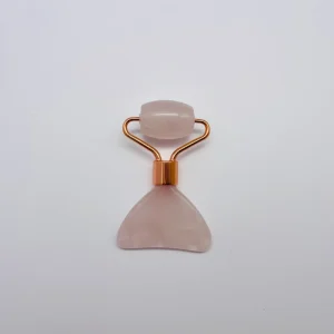 2 Sides Jade Double Heads Pink Crystal Fish Tail Female Beauty Device Gua Sha Jade Roller for Home