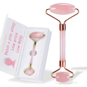 2 in 1 Anti Aging Resin Rose Pink Quartz Facial Jade Roller and Gua Sha Box Jade Roller Set