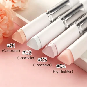 2 in 1 Concealer Stick with Built in Makeup Brush 4 Shades Waterproof Longwear Highlight Contour Cream Custom OEM