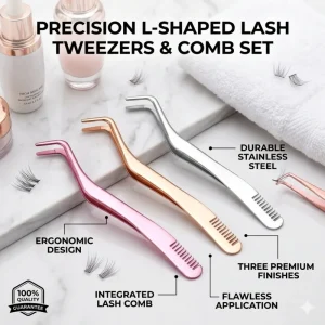2 in 1 Dual Ended Eyelash Extension Tweezers Ergonomic Lash Lifter Separator Tool for Makeup Beginners Cluster Lash Applicator