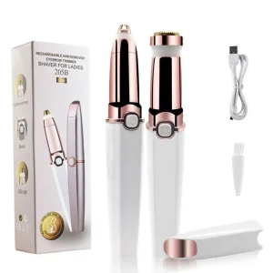 2 in 1 Electric Eyebrow Trimmer Rechargeable Mini Portable Women Painless Epilator Facial Hair Remover Machine