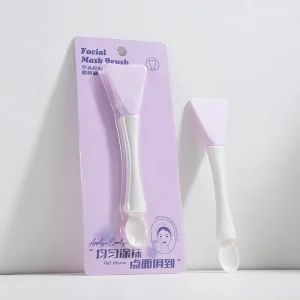 2 in 1 Flat Edge silicone mask brush Double Side DIY Makeup Mask Brush Thick Mixing Bowl Face Masking Spatula Spoon Brush