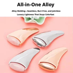 2 in 1 Jade Rose Quartz Facial Roller Metal Gua Sha Scraping Tool Anti Wrinkle Face Slimming Massager Set Custom Logo