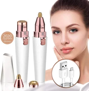 2 in 1 Mini Rechargeable Facial Hair Remover Perfect Eyebrow Trimmer Pen Women Eyebrow Hair Removal Electric Eyebrow Trimmer