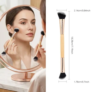 2 in 1 Private Label Dual Ended Wood Handle Makeup Brush Set for Face Blush and Contour