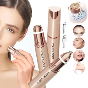 2 in 1 Rechargeable Electric Epilator for Women Portable Face Shaver Eyebrow Trimmer Lip Body Facial Hair Remover Customizable