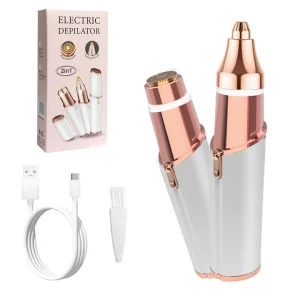2 in 1 Rechargeable Epilator Electric Eyebrow Trimmer Female Body Facial Lipstick Shape Hair Removal Mini Painless Razor Shaver