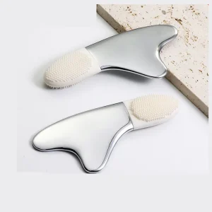 2 in 1 Silicone Face Scraping Board Zinc Alloy Heart shaped Scraping Massage Roller Eye Massage