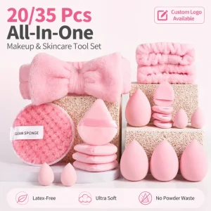 20 Pieces Multi Color Setting Bulk Custom Logo Triangle Powder Puff Set With Waterdrop Makeup Sponge for Women Daily Makeup