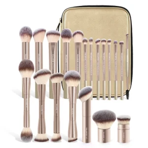 20 Pieces Synthetic Hair Makeup Brush Set Daily Face Metal Handle Makeup Brushes