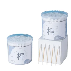 200 Count Organic Bamboo Cotton Two Head Cotton Buds for Ear Lip Nail Cleaning & Makeup