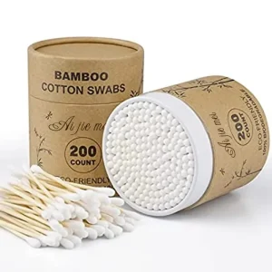 200 Organic Natural Bamboo Cotton Swab Ear Buds Double Round Head Cotton Ear Buds 100% Biodegradable