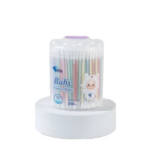200 PCS Baby Friendly Cotton Buds Thin Color Paper Stick Cotton Swabs