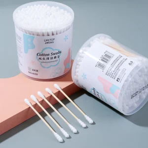 200PCS Paper Stem Disposable Round Ridged Tips Cotton Swabs Ear Pick Baby Stick Cotton Buds Makeup Tools A658