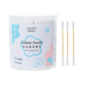 200PCS Spiral Heads Soft Gentle Recyclable Multi Purpose Cosmetic Makeup Cotton Buds Bamboo Stick for Home Office Travel Use