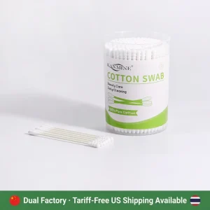 200Pcs Cotton Buds Round Spiral Head Paper Stick Cotton Swabs Round Box for Makeup for Ear Baby Use Eco