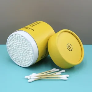 200pcs Customize Logo Paper Box Packed Cotton Buds Qtips Pure Bamboo Cotton Buds