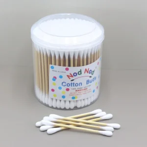 200pcs Premium Organic Cotton Swabs Factory Custom Logo Bamboo Stick Qtips Double Head 75mm Multi Purpose Ear Cotton Buds