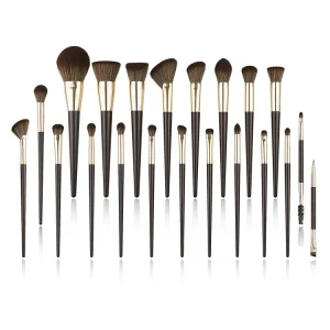 21Pcs Specialty Tapered Gold Brown Synthetic Hair Wood Handles Custom Logo Makeup Brush Set