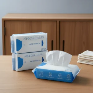 22x22cm Ultra Soft Disposable Compressed Microfiber Solid Color Face Towels with Convenient Bag for Daily Skin Care