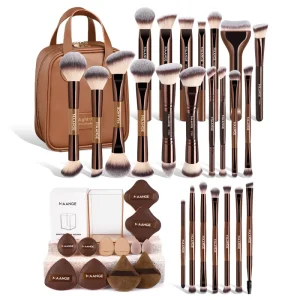 24pcs Makeup Brush Set 12 Powder Puff Synthetic Hair Face Contour Powder Blushing Eye Makeup Brushes Set