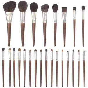 24pcs Professional Makeup Brush Set Wood Handle Luxury Animal Wool Makeup Brushes