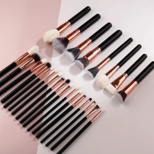 25 Pieces Full Function Makeup Brushes Set Rose Gold Black Handle Powder Foundation Eyeshadow Eyebrow Lip Brushes