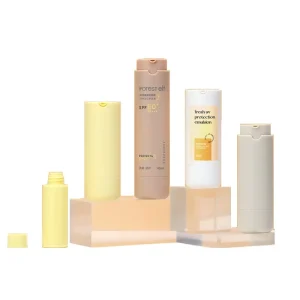 25ml 45ml Refillable Eco friendly Airless Pump Bottle Cosmetic Package Container Matte White Grey with Refill Bottle